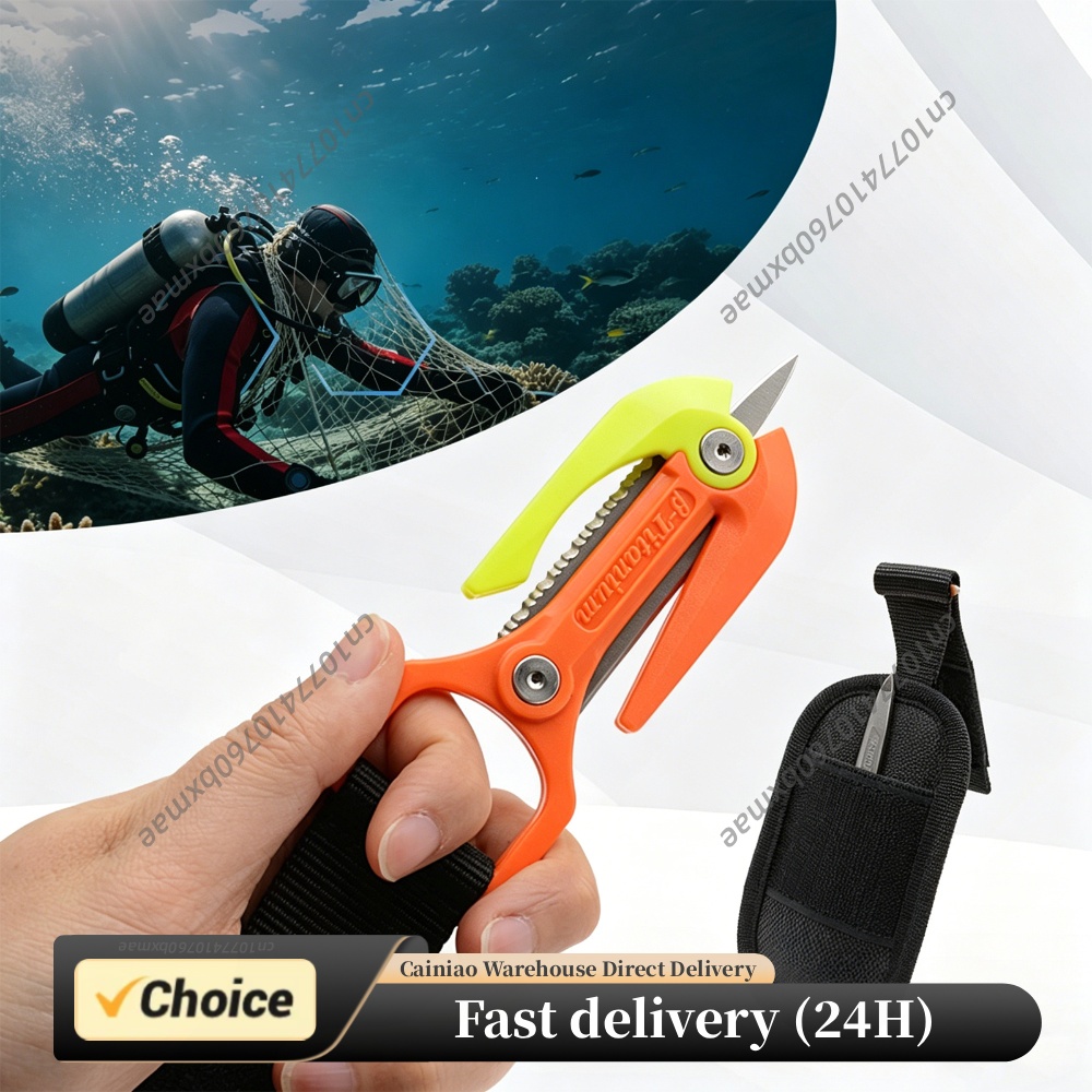 Dive Knife Titanium - Dual-Purpose duiklijnsnijder van titaniumlegering, onderwater gekarteld