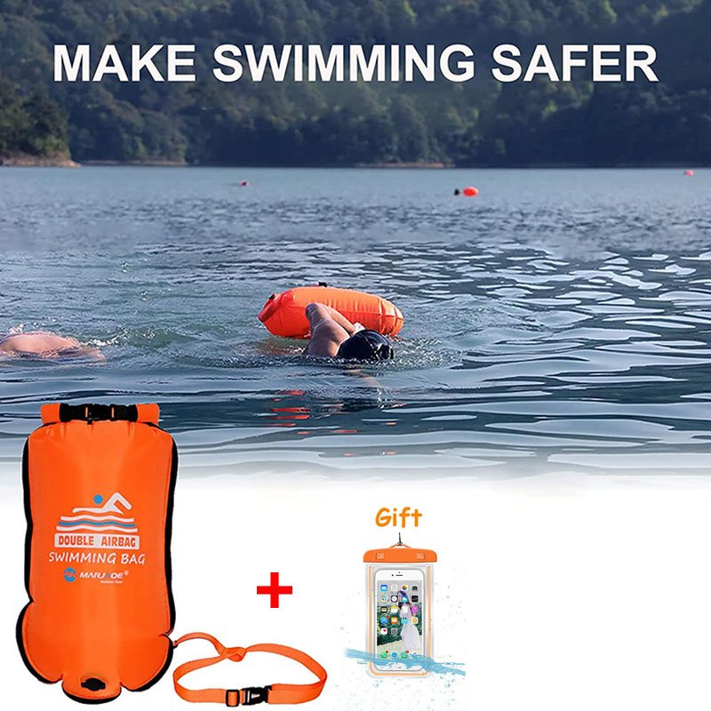 Swim Buoy Open Water - 20l Waterdichte Opblaasbare Zwemtas Met Telefoonzak